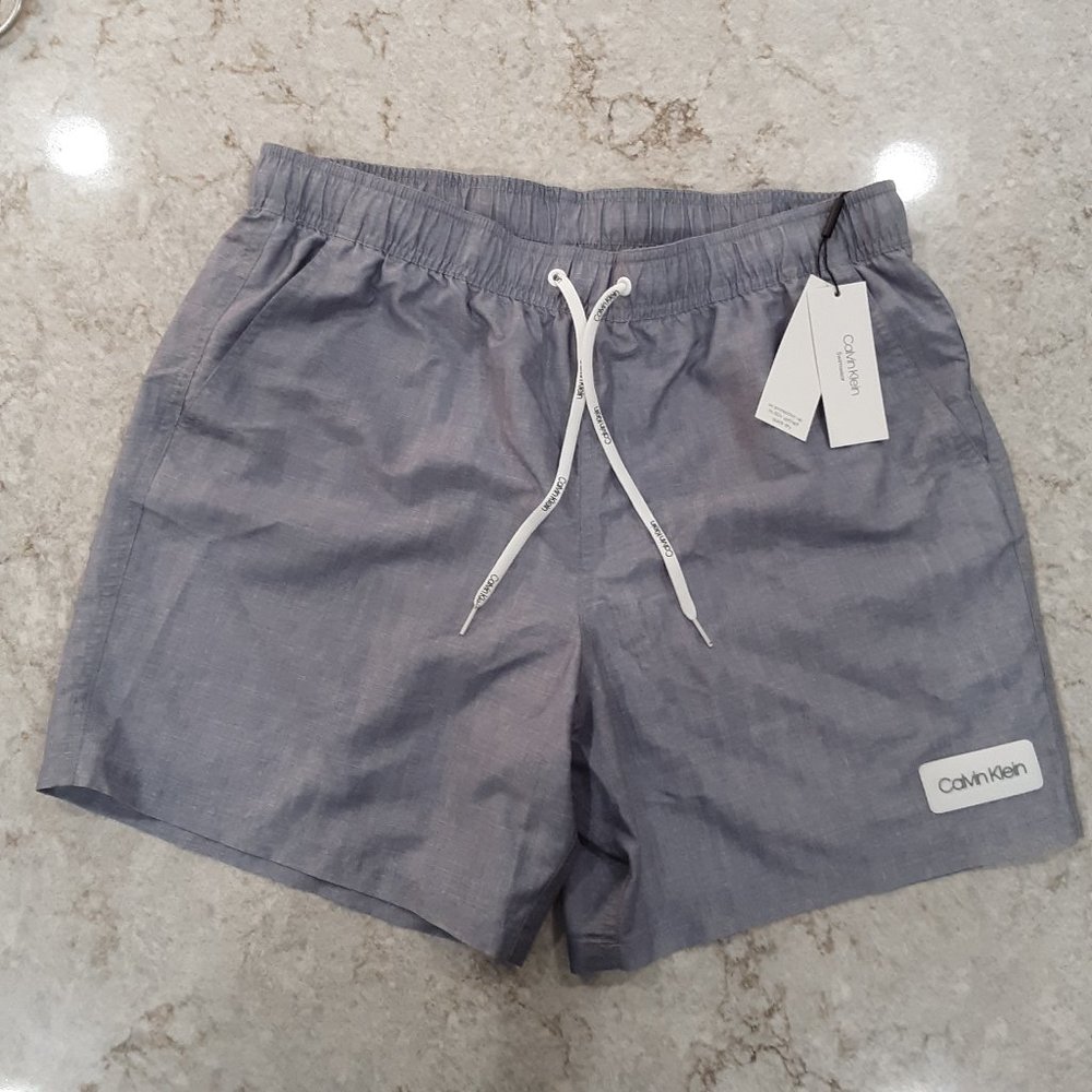 Calvin Klein Swim Trunks Shorts Blue/Gray Sz: L
